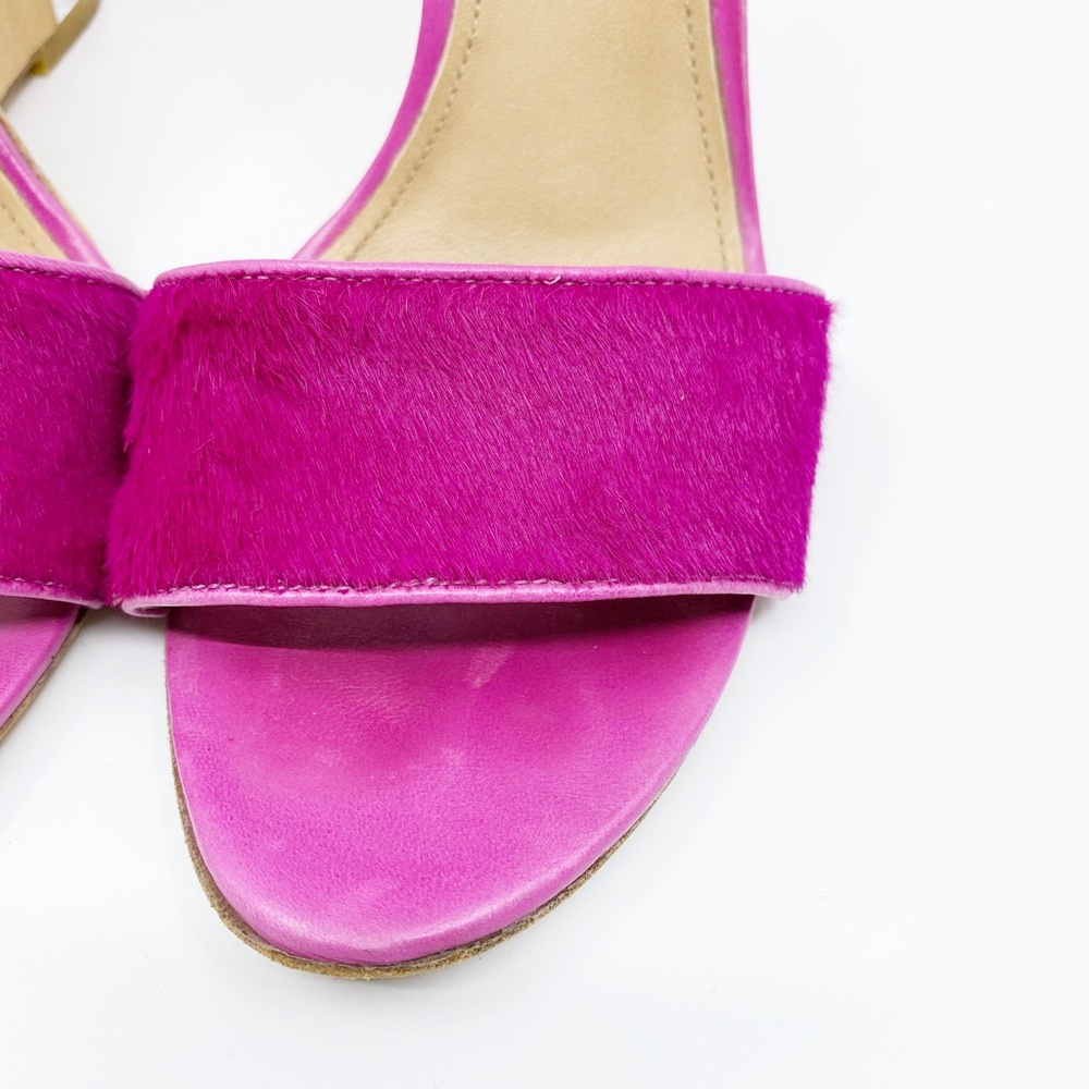 sigerson morrison • pink fuchsia haircalf tan dali lucite wedge heel sandals 9.5 - Picture 2 of 16